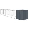 vidaXL Caseta perros con corral acero galvanizado gris 110x609x110 cm