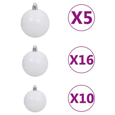 vidaXL Árbol de Navidad artificial con bisagras 300 LED y bolas 180 cm