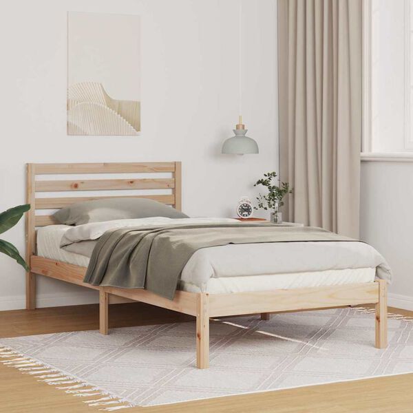 vidaXL Estructura de cama Marrón 75 x 190 cm Madera de pino macizo