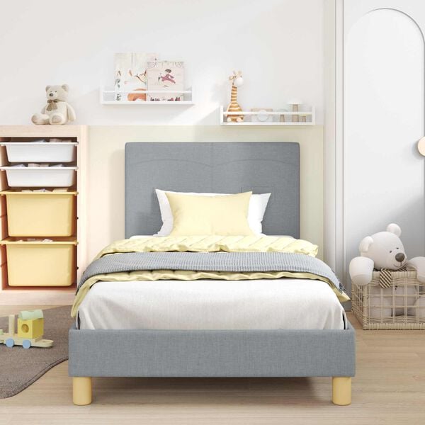 vidaXL Cama para niños con cabecero Gris Claro 90 x 200 cm tela