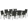 vidaXL Conjunto de Comedor de Jard&iacute;n 9 pcs Negro rat&aacute;n sint&eacute;tico