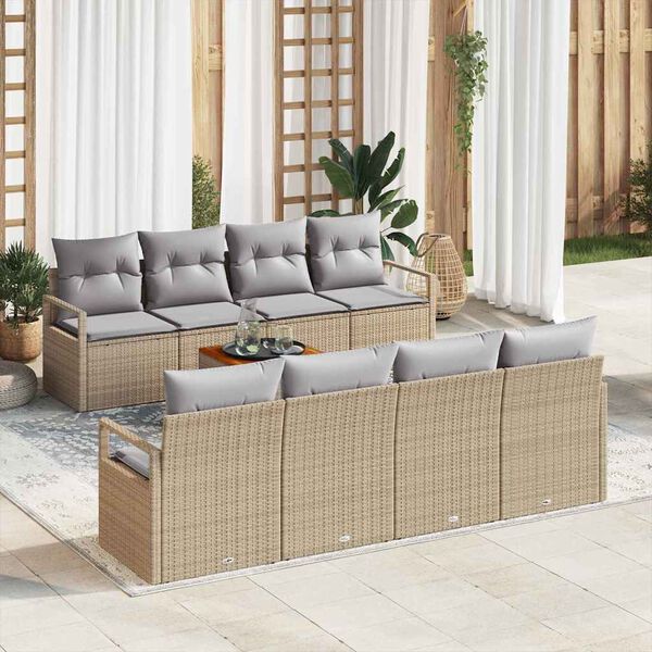 vidaXL Conjunto de sofá de jardín 9 pcs beige y gris claro