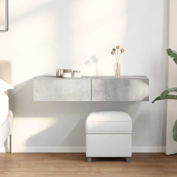 vidaXL Estante de pared con cajones madera contrachapada gris hormig&oacute;n