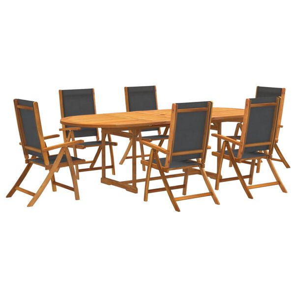 vidaXL Juego comedor de jard&iacute;n 7 pzas madera maciza acacia y textileno