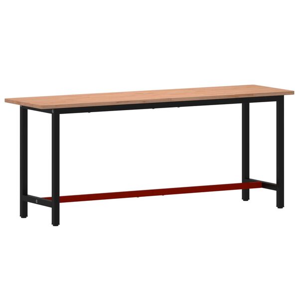 vidaXL Banco de trabajo madera maciza de haya y metal 200x55x81,5 cm