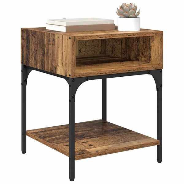 vidaXL Mesita de Noche Madera vieja 40 x 40 x 50 cm