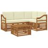 vidaXL Conjunto de sof&aacute;s de exterior 5 uds. Natural y Crema Poli&eacute;ster