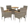 vidaXL Set de comedor jard&iacute;n 5 pzas con cojines rat&aacute;n PE acacia gris