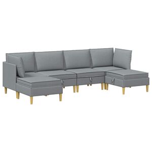 vidaXL Juego de sof&aacute; modular con almacenamiento 6 uds. Gris Claro Tela