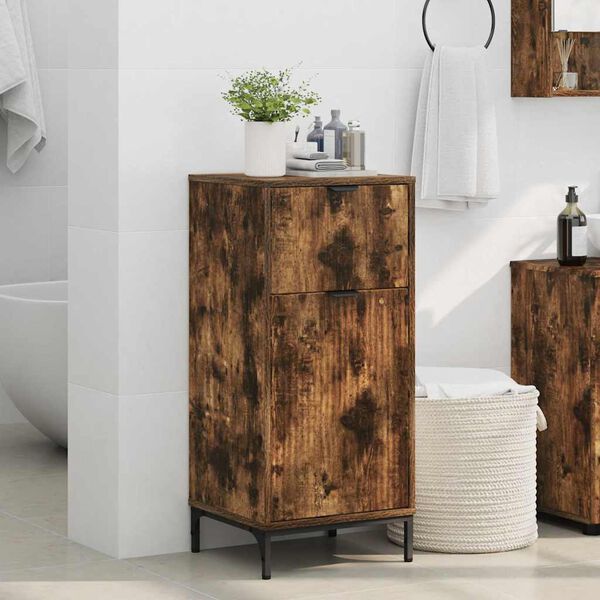 vidaXL Gabinete de Ba&ntilde;o con caj&oacute;n Roble ahumado 39,5 x 36 x 88 cm