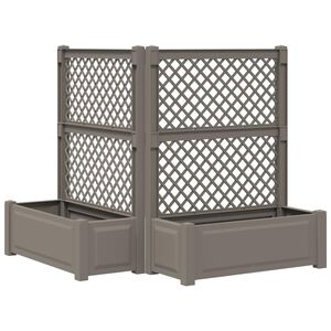 vidaXL Maceta Grande con Trellis 2 uds. PP Gris