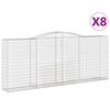 vidaXL Cestas de gaviones 8 uds forma de arco hierro 400x50x160/180 cm