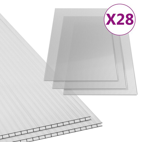vidaXL Paneles de policarbonato 28 unidades 4 mm 121x60 cm