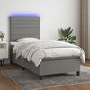 vidaXL Cama box spring colch&oacute;n y luces LED tela gris oscuro 90x200 cm