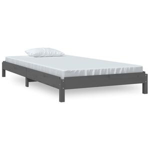 vidaXL Cama apilable de madera pino maciza gris 75x190 cm