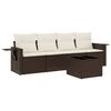 vidaXL Set comedor de jard&iacute;n 5 piezas y cojines rat&aacute;n sint&eacute;tico marr&oacute;n