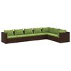 vidaXL Set muebles de jard&iacute;n 7 piezas y cojines rat&aacute;n sint&eacute;tico marr&oacute;n