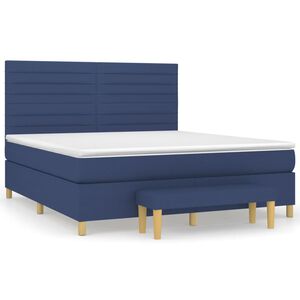 vidaXL Cama box spring con colch&oacute;n tela azul 160x200 cm