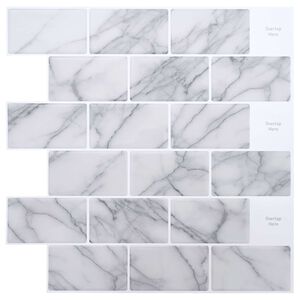 vidaXL Azulejo de metro 10 pcs M&aacute;rmol 30 x 30 cm Poliuretano y PET