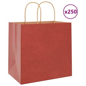 vidaXL Bolsas de papel con asas 250 uds rojo 26x17x25 cm