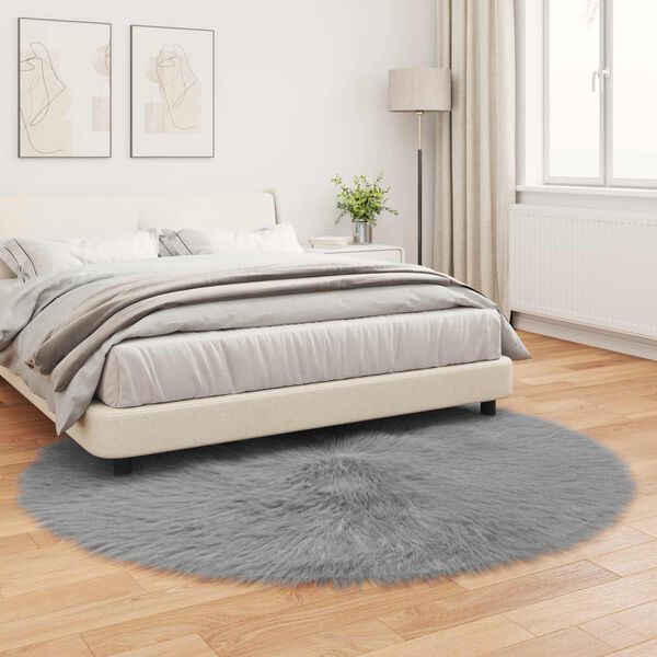 vidaXL Alfombra de Imitaci&oacute;n de Piel de Oveja Tafalla Gris &Oslash; 200 cm