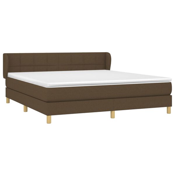 vidaXL Cama box spring con colch&oacute;n tela marr&oacute;n oscuro 160x200 cm