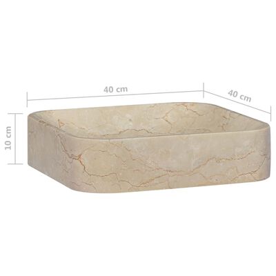 vidaXL Lavabo crema mármol 40x40x10 cm