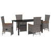 vidaXL Conjunto de Comedor de Jard&iacute;n 5 uds. Gris rat&aacute;n sint&eacute;tico