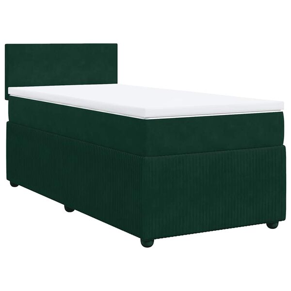 vidaXL Cama box spring con colch&oacute;n terciopelo verde oscuro 100x200 cm