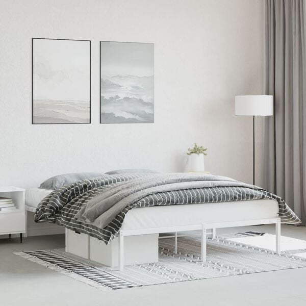 vidaXL Estructura de cama sin colch&oacute;n metal blanco 150x200 cm