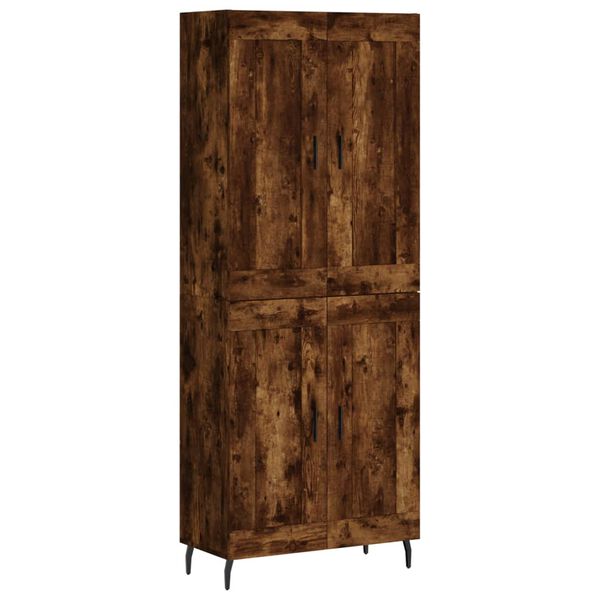 vidaXL Aparador alto madera contrachapada roble ahumado 69,5x34x180 cm