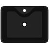 vidaXL Lavabo de cerámica cuadrado con orificio de grifo/desagüe negro