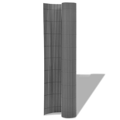 vidaXL Valla de jardín de doble cara PVC gris 90x500 cm
