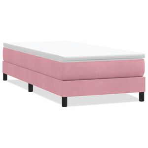 vidaXL Cama box spring sin colch&oacute;n terciopelo rosa 90x210 cm