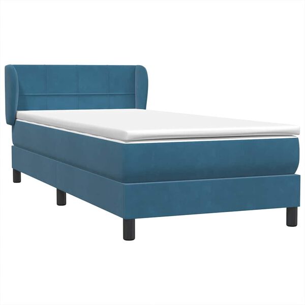 vidaXL Cama box spring con colch&oacute;n terciopelo azul oscuro 90x210 cm