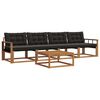 vidaXL Conjunto de sof&aacute;s de exterior con coj&iacute;n 5 pcs Natural y negro