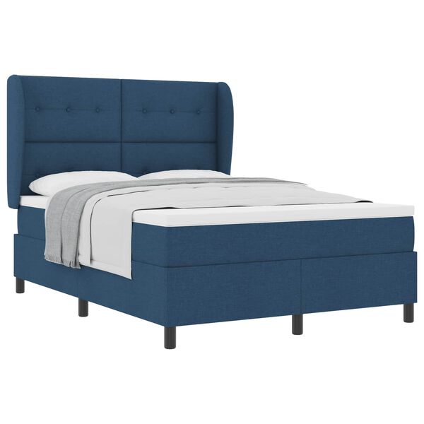 vidaXL Cama tipo Box Spring con colch&oacute;n Azul 140 x 190 cm tela