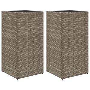 vidaXL Jardineras 2 unidades rat&aacute;n sint&eacute;tico gris 40x40x80 cm