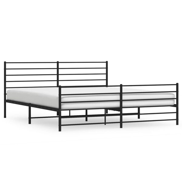 vidaXL Estructura cama sin colch&oacute;n con estribo metal negro 200x200 cm