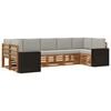 vidaXL Conjunto de sof&aacute;s de exterior 7 uds. Natural y Gris Claro