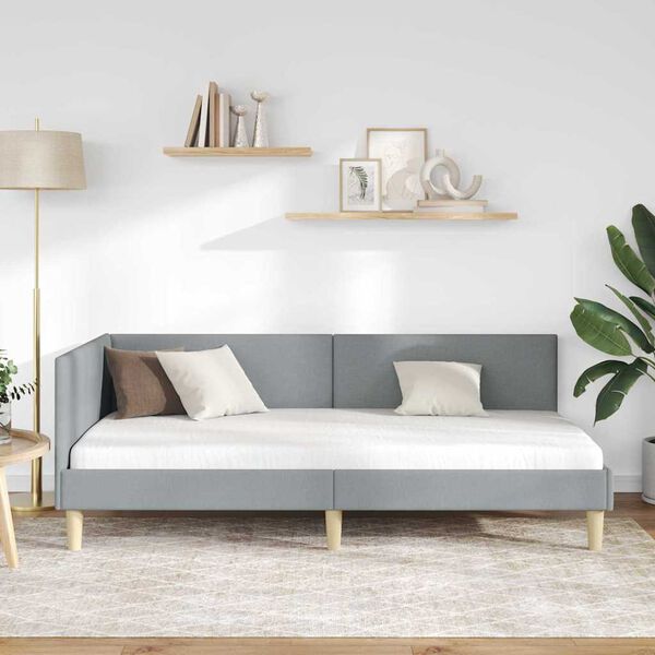 vidaXL Estructura de cama en esquina Gris Claro 90 cm x 200 cm