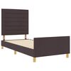 vidaXL Estructura de cama con cabecera Marrón oscuro 90 x 200 cm tela
