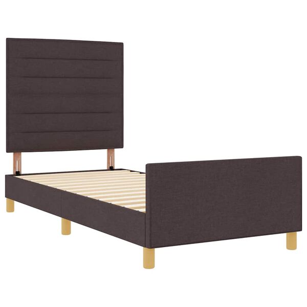 vidaXL Estructura de cama con cabecera Marrón oscuro 90 x 200 cm tela