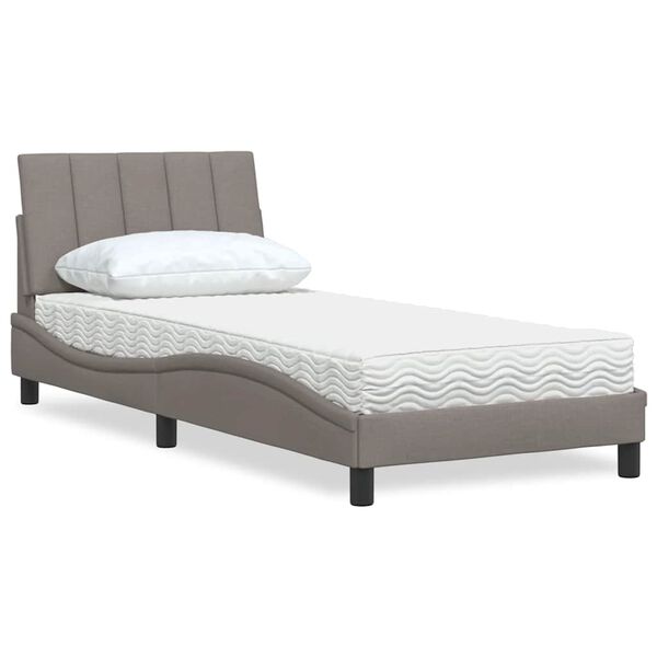 vidaXL Cama con colchón Hanko tela gris taupe 80x200 cm