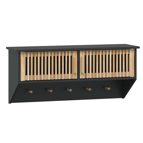 vidaXL Armario pared ganchos madera contrachapada negro 80x24x35,5 cm