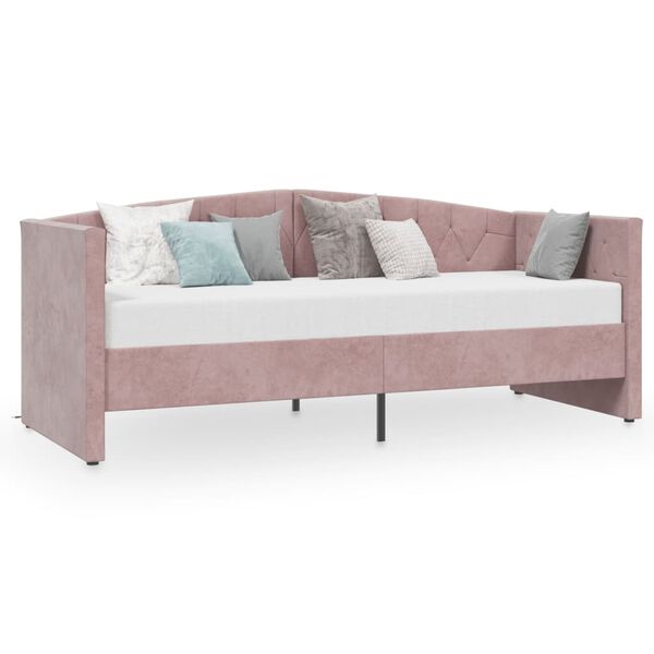vidaXL Sof&aacute; cama USB de terciopelo rosa 90x200 cm