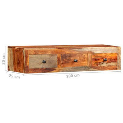 vidaXL Mesa consola de pared madera maciza de Sheesham 100x25x20 cm