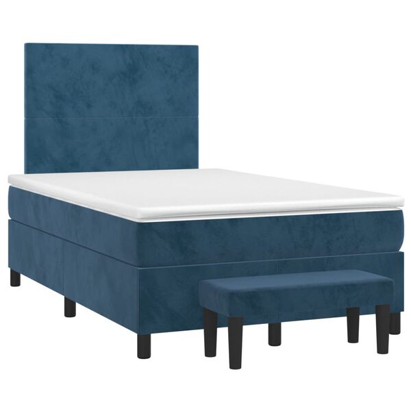 vidaXL Cama box spring con colch&oacute;n terciopelo azul oscuro 120x190 cm