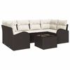 vidaXL Conjunto de sof&aacute; de jard&iacute;n 7 pcs Marr&oacute;n y crema rat&aacute;n sint&eacute;tico