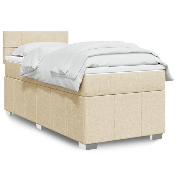 vidaXL Cama box spring con colch&oacute;n tela color crema 80x200 cm